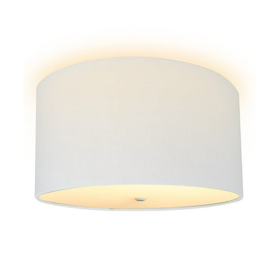 Moderne Flush Mount Conversion Kit 16"w White Linen Drum Lampshade
