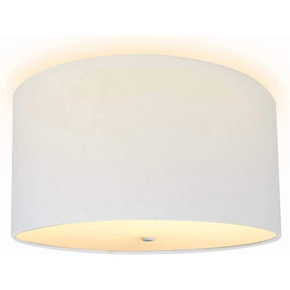 Moderne Flush Mount Conversion Kit 16"w White Linen Drum Lampshade