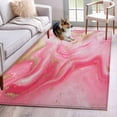 thumbnail image 1 of Modernism Area Rugs 3x5 ft Impressionist Theme Pink Gold Water Ripple Washable Rug Non Slip Indoor Carpet Absorbent Floor Mat for Living Room Bedroom Dining Room, 1 of 9