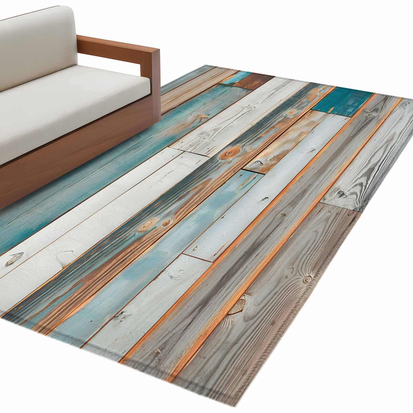 Modernism Area Rug 2.7x5ft Vintage Classic Farm Wood Texture Non-Slip ...