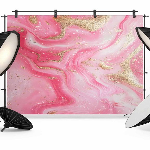 Modernism Backdrop for Photography, Impressionist Theme Pink Gold Water Ripple Photo Backdrop Portrait Background Party Banner Photo Backgrounds for Studio Booth Props, 12x8ft