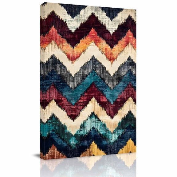 Modernism Canvas Wall Art for Living Room, Multi Color Zigzag Modern Design Wall Decor Framed Artwork Pictures Ready to Hang for Bedroom Office Home Decor