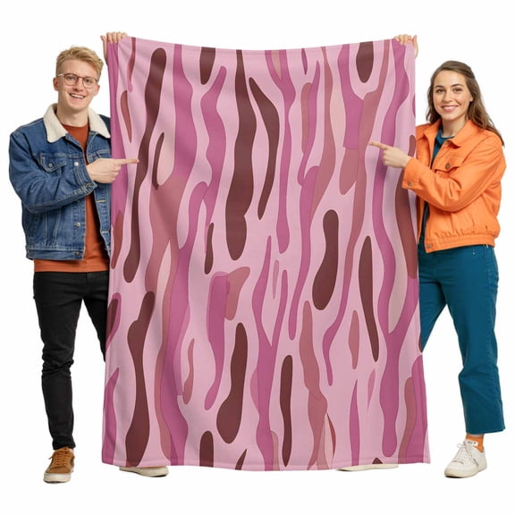 Modernism Flannel Blanket for Bed,Travel and Camping, Abstract Watercolor Dark Pink Water Ripple Super Soft Cozy Blanket for All Seasons 30"x40"