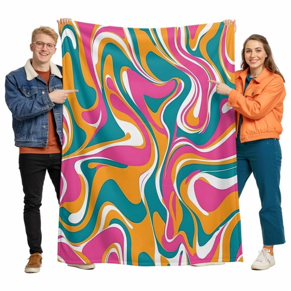 Modernism Flannel Blanket for Bed,Travel and Camping, Impressionist Theme Colorful Water Ripple Super Soft Cozy Blanket for All Seasons 32"x48"