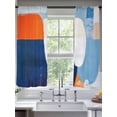 thumbnail image 1 of Modernism Sheer Curtains 63 Inches Long 2 Panels Abstract Simple Yellow Blue Color Block Light Filtering Semi Sheer Window Curtains Drapes for Bedroom Living Room 52"x63", 1 of 7