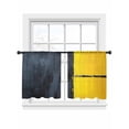 thumbnail image 1 of Modernism Sheer Curtains for Living Room Bedroom, Light-filtering Sheer Curtain, Simple Style Black Yellow Color Block Light-Rod Pocket Voile Window Treatment Drapes, 52’’Wx45’’L, 2 Panels Set, 1 of 7