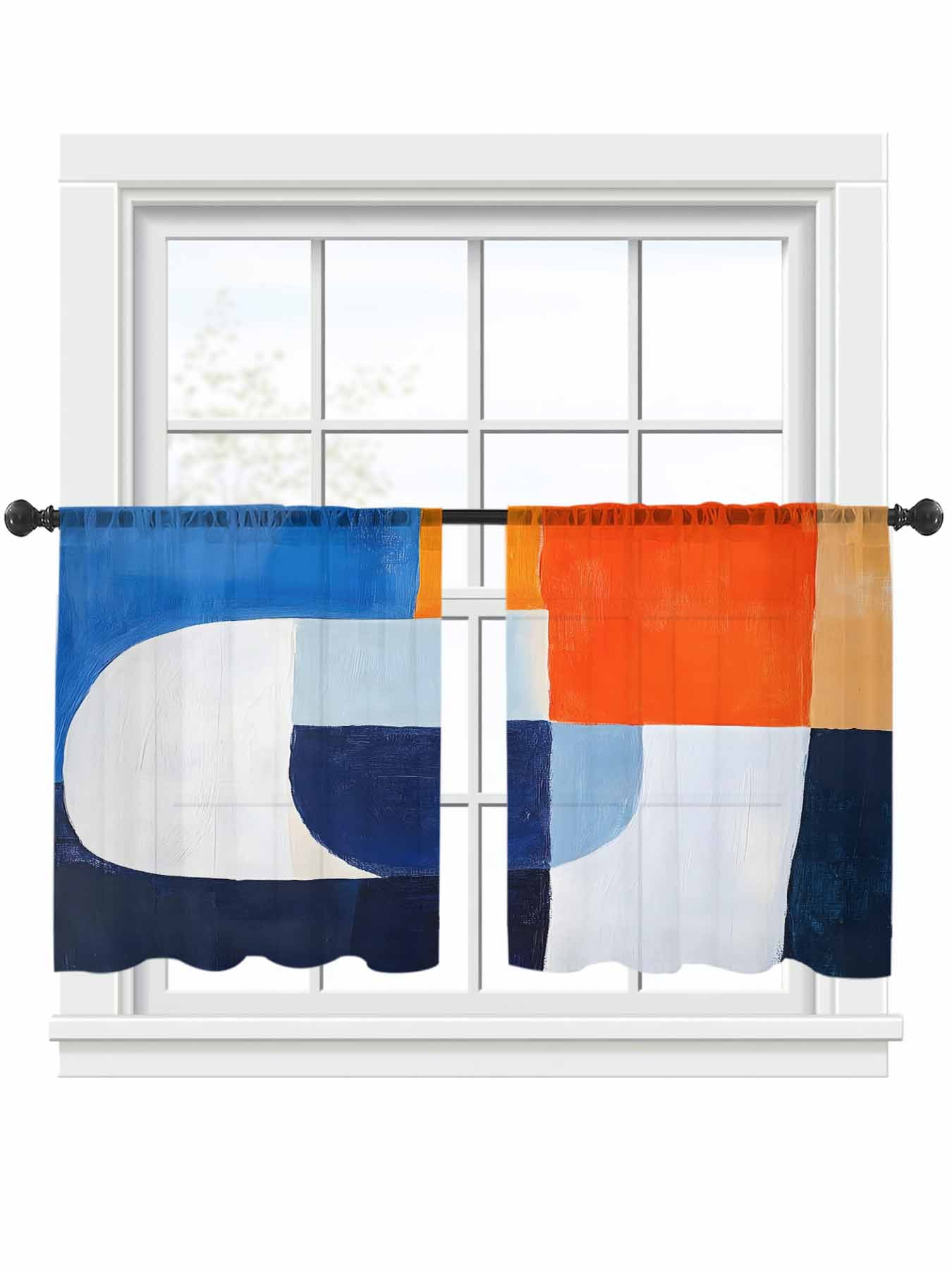 Modernism Sheer Curtains for Living Room Bedroom, Light-filtering Sheer ...