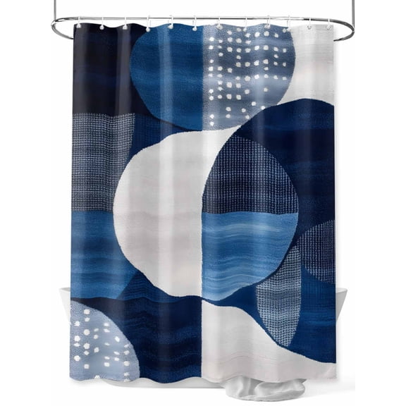 Modernism Shower Curtain Set ,Waterproof Fabric Shower Curtains Blue Toned Circular Color Block Shower Curtains for Bathroom,Bathroom Decor 54x"78"