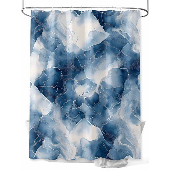 Modernism Shower Curtain Set ,Waterproof Fabric Shower Curtains Blue White Waves Geometric Design Shower Curtains for Bathroom,Bathroom Decor 36"x72"