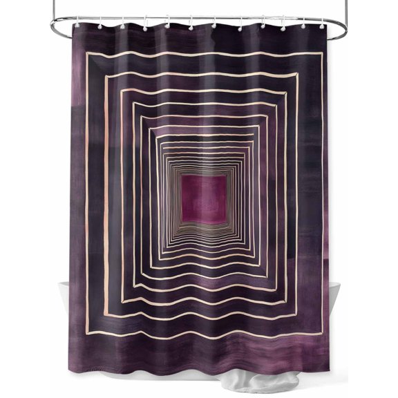 Modernism Shower Curtain Set ，Waterproof Fabric Shower Curtains Purple Black Angular Minimalist Line Shower Curtains for Bathroom,Bathroom Decor 36"x72"