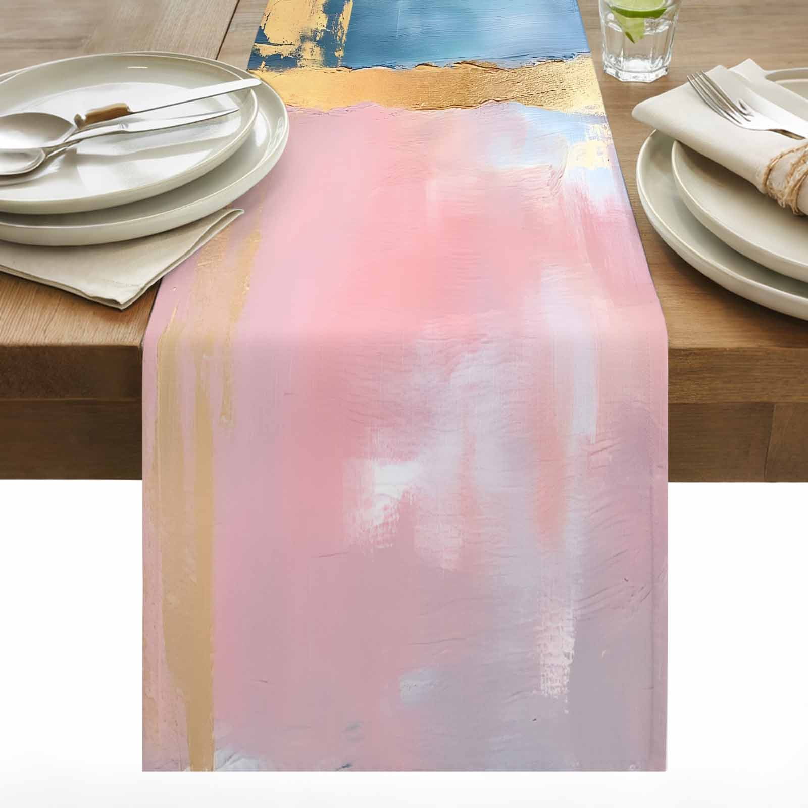 Table Throw Radiating Gradient Modernism Table Runner 13x48 inch Simple Blue Gary Gradient Collage Art ...