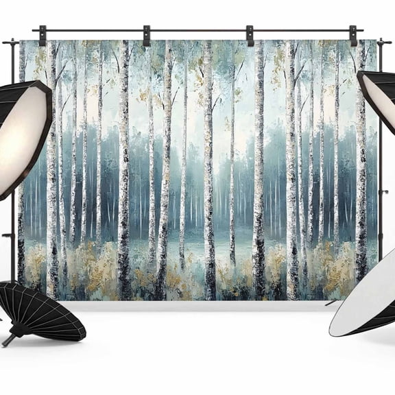 Modernism Tree Backdrop for Photoshoot, Photography Photo Studio Background Wall Backdrop, Spring Forest Scene Oil Painted Back Drop Banner Panel for Portraits Wedding Live Streaming Decor 7x5Ft