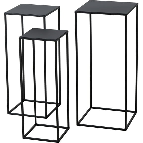 Modernist Accent Tables, Set of 3, Black, Rust Resistant Metal