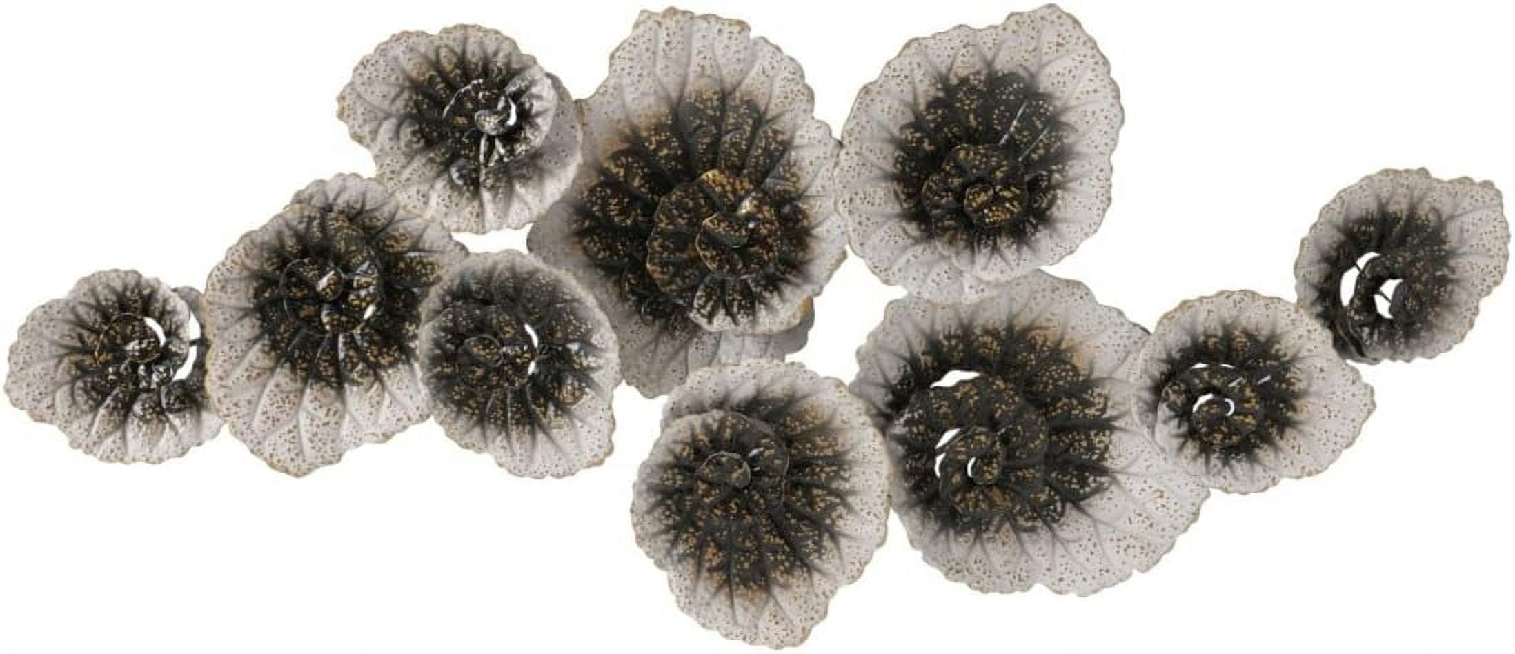 Oversized White and Black Iron Floral Wall Sculpture