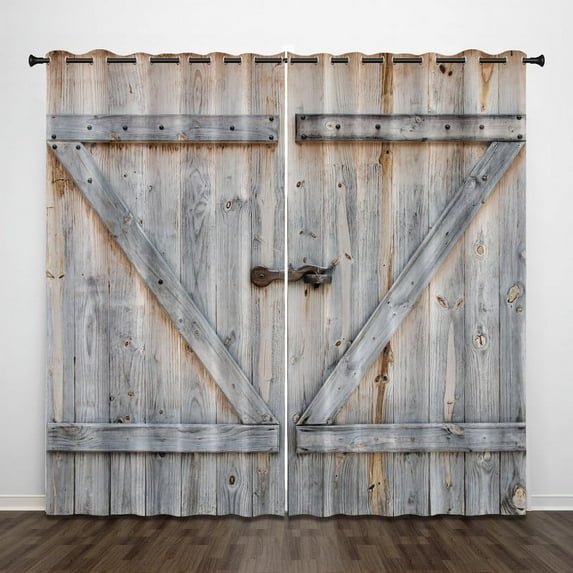 Modernist Curtains, 3D White Wood Panel Print Curtains, Blackout Curtains for Room Bedroom Decoration(Grommet)