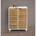 thumbnail image 1 of Modernist Multi-Functional Foyer Shoe Cabinet, 8 Tier Rack Organizer & Grid-Style Doors, Freestanding Unit, Stackable & Portable Storage for Entryway, Hallway, Bedroom, Bathroom, Living Room, 1 of 9