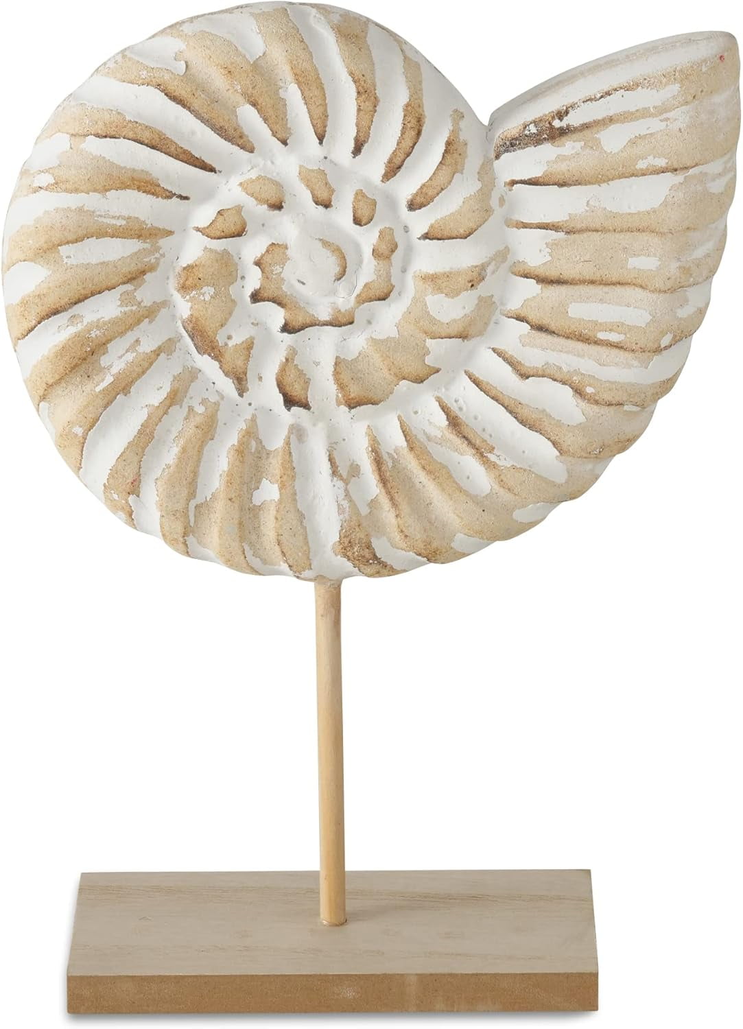 Modernist Nautilus Circular Shell Sculpture, Hand Carved, Antiqued ...