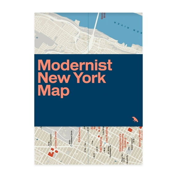 Modernist New York Map: Guide to 20th Century Modern Architecture in New York City, (Paperback)