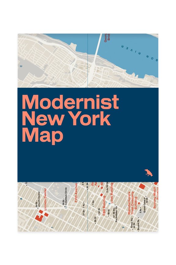 Modernist New York Map: Guide to 20th Century Modern Architecture in New York City, (Paperback)