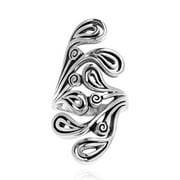 AERAVIDA Modernist Style Filigree Swirl .925 Sterling Silver Ring-8