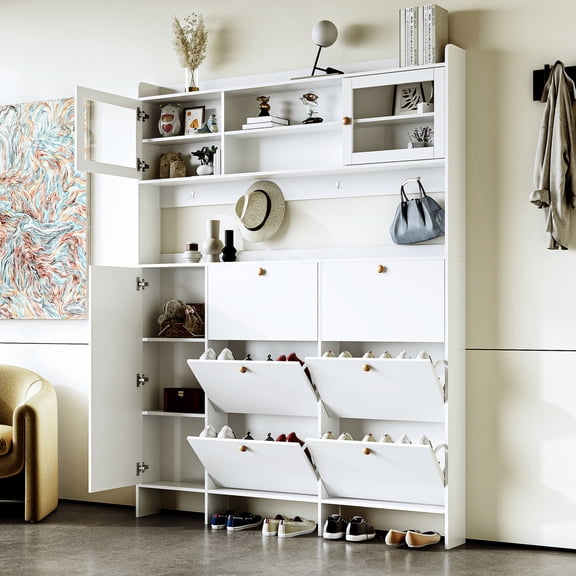 Modernist White Design - Multifunctional with 4 Hooks - Hall Entrance - Create Neat Living