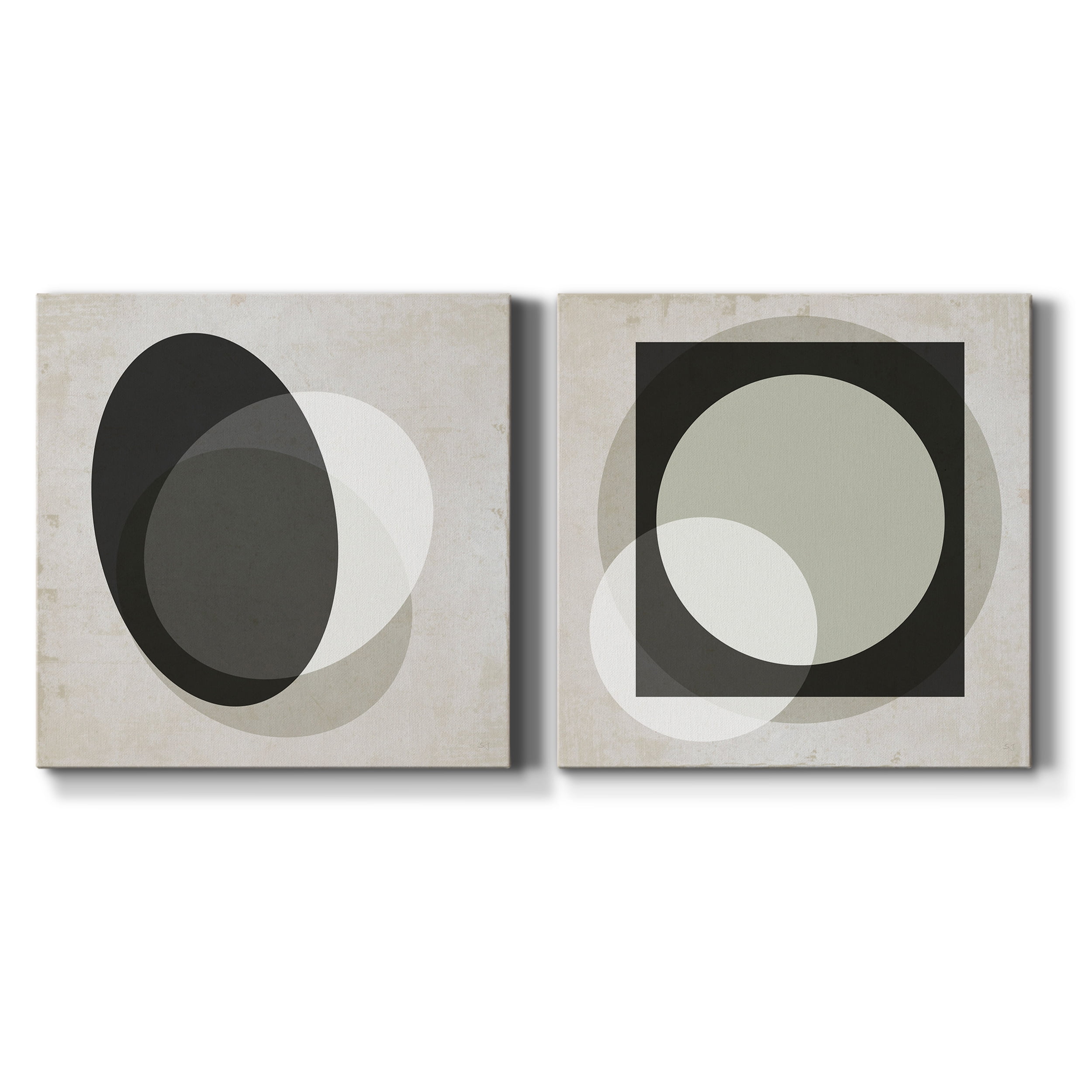 Moderniste Neutre I - Premium Gallery Wrapped Canvas - Ready to Hang Set of 2 - 16 x 16 Each