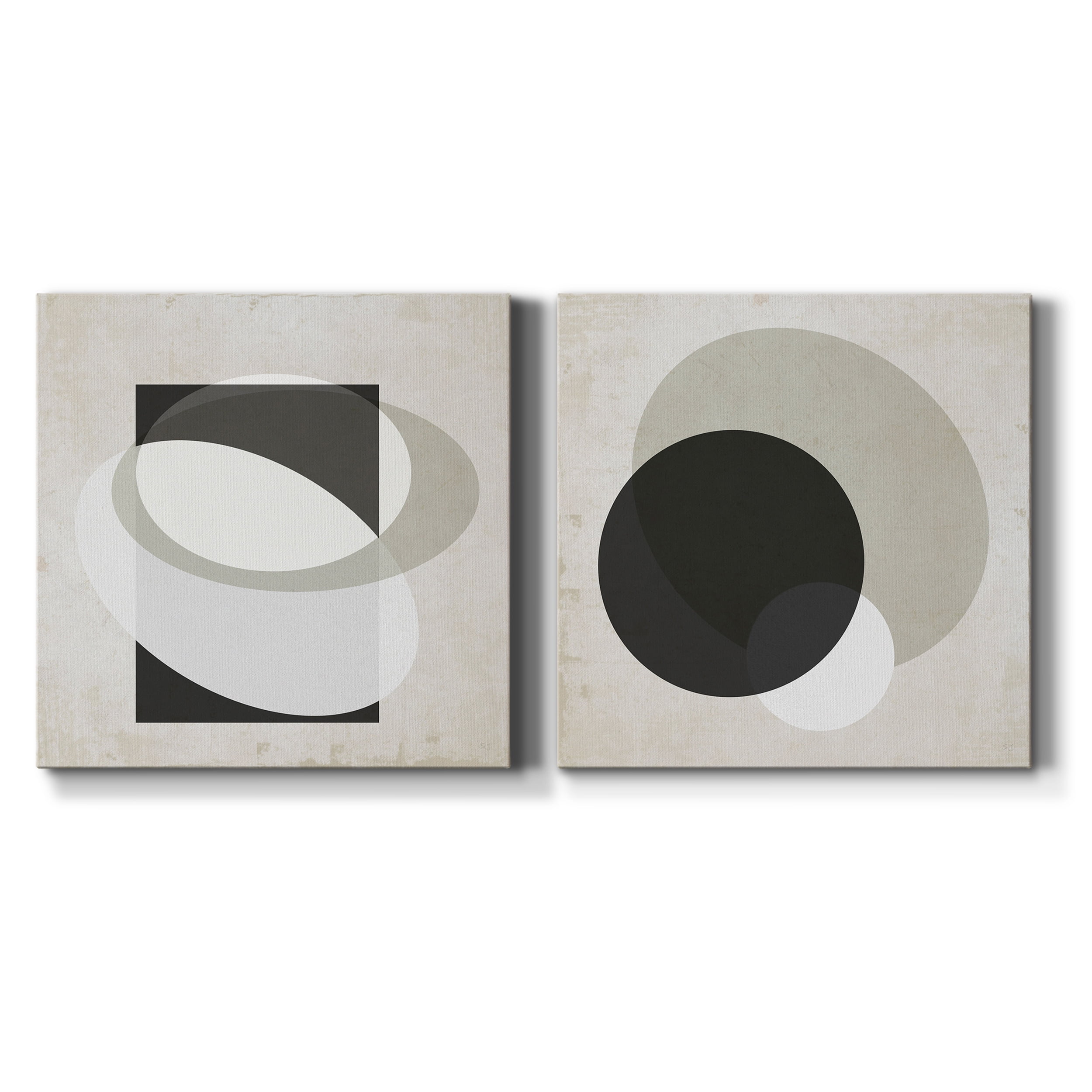 Moderniste Neutre III - Premium Gallery Wrapped Canvas - Ready to Hang Set of 2 - 10 x 10 Each