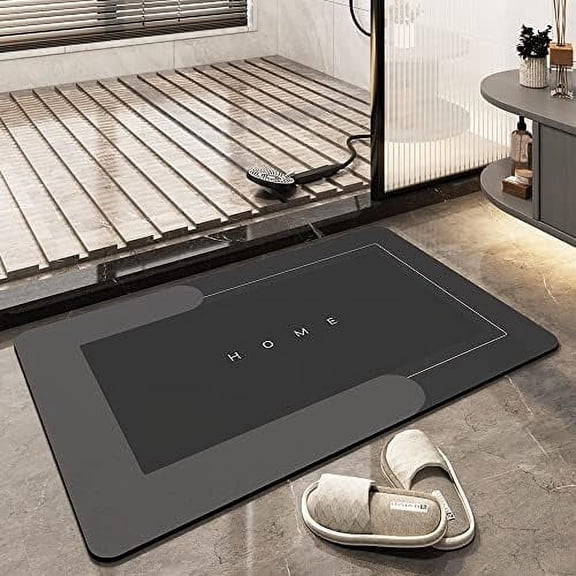 Modernized Magic Bath Mat Super Absorbent Non Slip Bathroom Rug 15.723.6 Inch Dark Gray