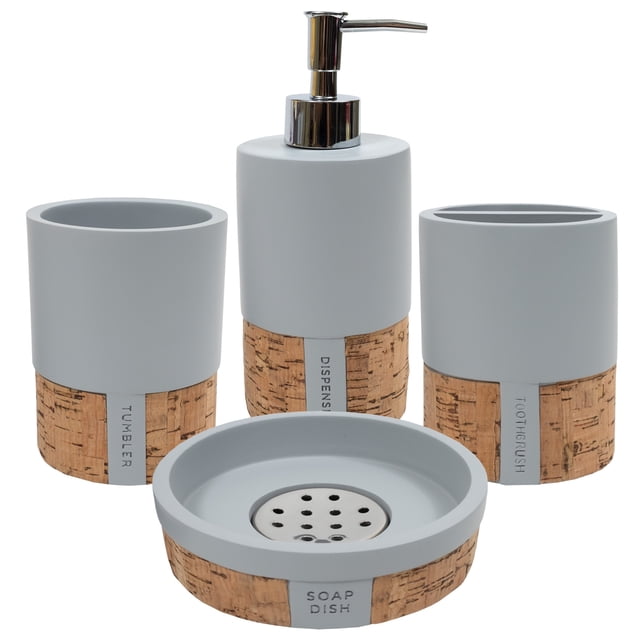 Sweet Home Collection Moderno 4-Piece Bath Accessory Set, Handcrafted Resin, Bathroom Decor ...