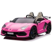 Moderno Kids Lamborghini Aventador 24V Powered Ride-On Toy with Remote Control and LED Wheels, Pink