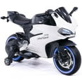 thumbnail image 1 of Moderno Kids Motorcycle Ride On 12V Battery Powered with Training Wheels, LED Lights, Music by Phone, 1 of 2