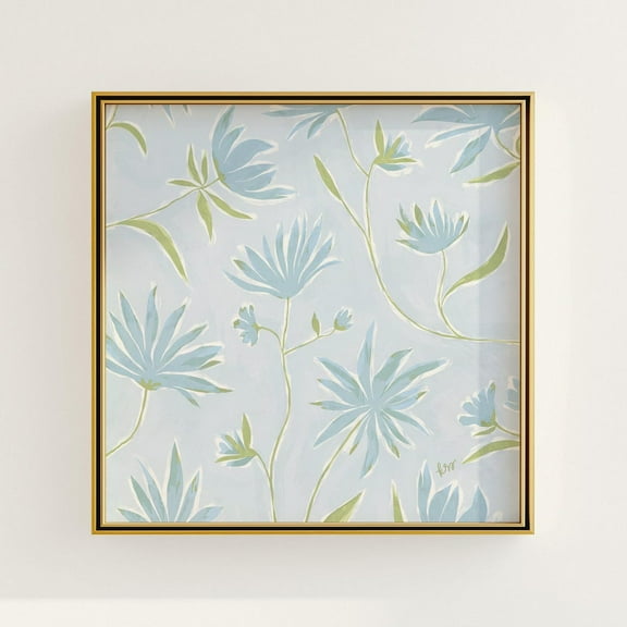 Modernouthern Floralcoastal Grandmillennial, Preppy Art Classic Blue Decor, Raineytudio Wall Art, Modern Wall Decor, 16x16 UNFRAMED