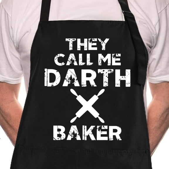 Moderong Funny BBQ Black Chef Aprons for Men, They Call Me Darth Baker, Adjustable Kitchen Cooking Aprons with Pocket Waterproof Oil Proof Father‘s Day/Birthday