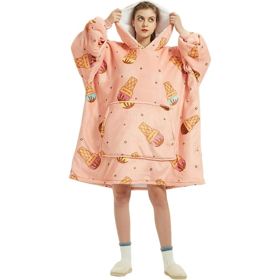Moderong Oversized Wearable Blanket Hoodie Family Matching Long Sleeve Hooded Oversized Loungewear with Big Pocket