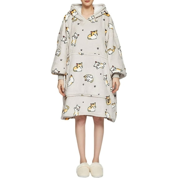 Moderong Oversized Wearable Blanket Hoodie Family Matching Long Sleeve Hooded Oversized Loungewear with Big Pocket