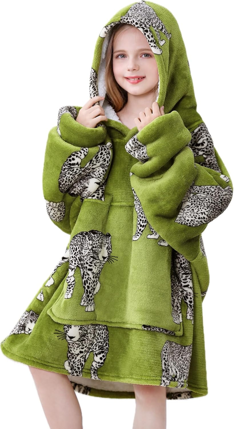 Moderong Wearable Blanket Hoodie Oversize Sherpa Fleece Hooded Blanket for Adults and Kids Snuggie Sweatshirt for Women Men