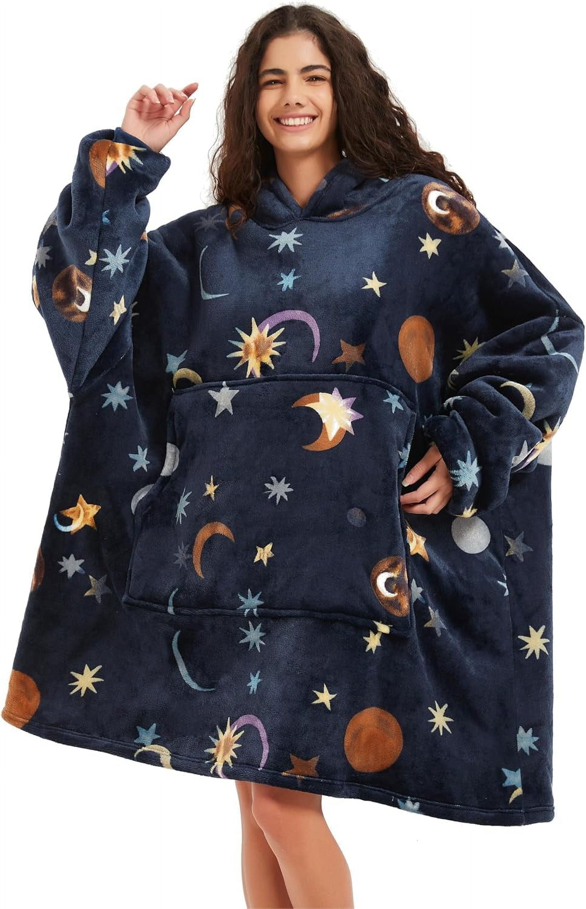 Moderong Wearable Blanket Hoodie Oversize Sherpa Fleece Hooded Blanket for Adults and Kids Snuggie Sweatshirt for Women Men