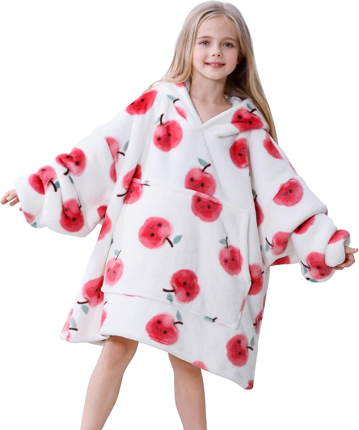 Moderong Wearable Blanket Hoodie Oversize Sherpa Fleece Hooded Blanket for Adults and Kids Snuggie Sweatshirt for Women Men