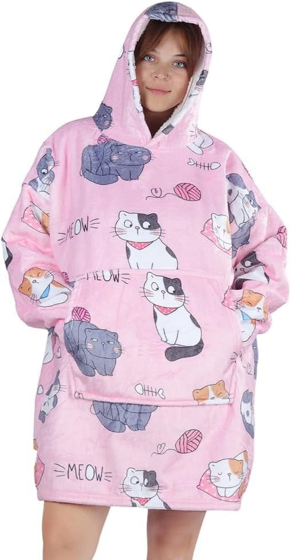 Moderong Wearable Blanket Hoodie, Oversized Flannel Comfy Sweatshirt for Adults,Warm Cozy Hooded Body Blanket