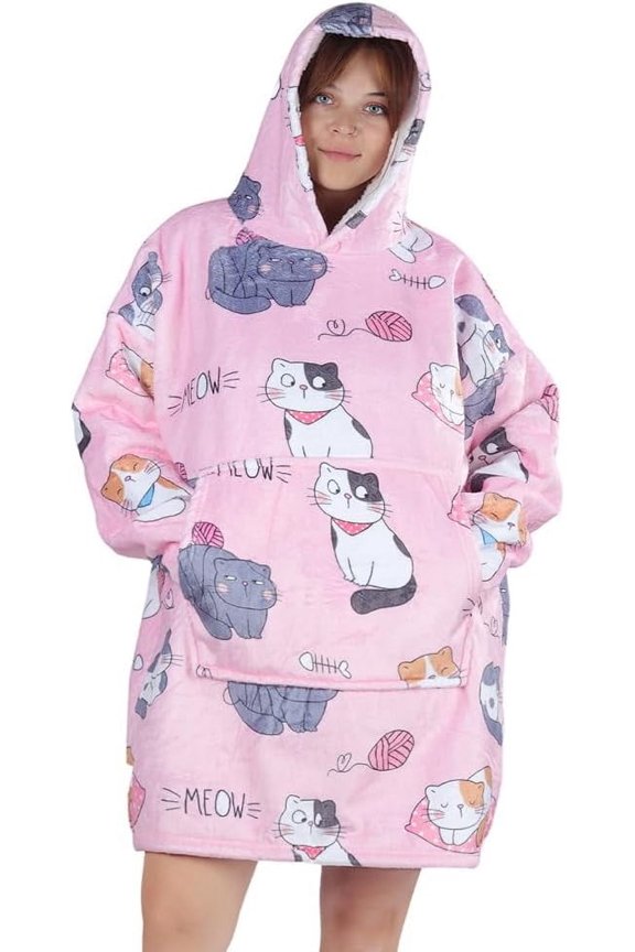 Wearable Blanket Hoodie, Oversized Flannel Comfy Sweatshirt for Adults,Warm Cozy Hooded Body Blanket