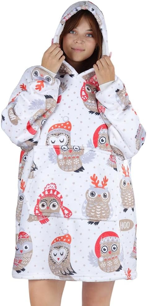 Moderong Wearable Blanket Hoodie, Oversized Flannel Comfy Sweatshirt for Adults,Warm Cozy Hooded Body Blanket