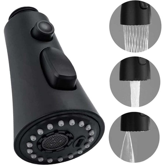 Modes Kitchen Faucet Sprayer, Pull Out Kitchen Sink Sprayer G1/2 Kitchen Faucet Head Sprayer Replacement for Bathroom Sink Chrome Black..