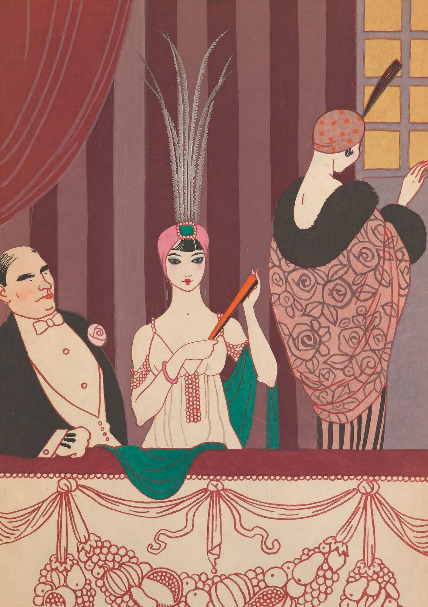 Modes et manieres daujourdhui 1912 La Loge Canvas Art - George Barbier (24 x 36)