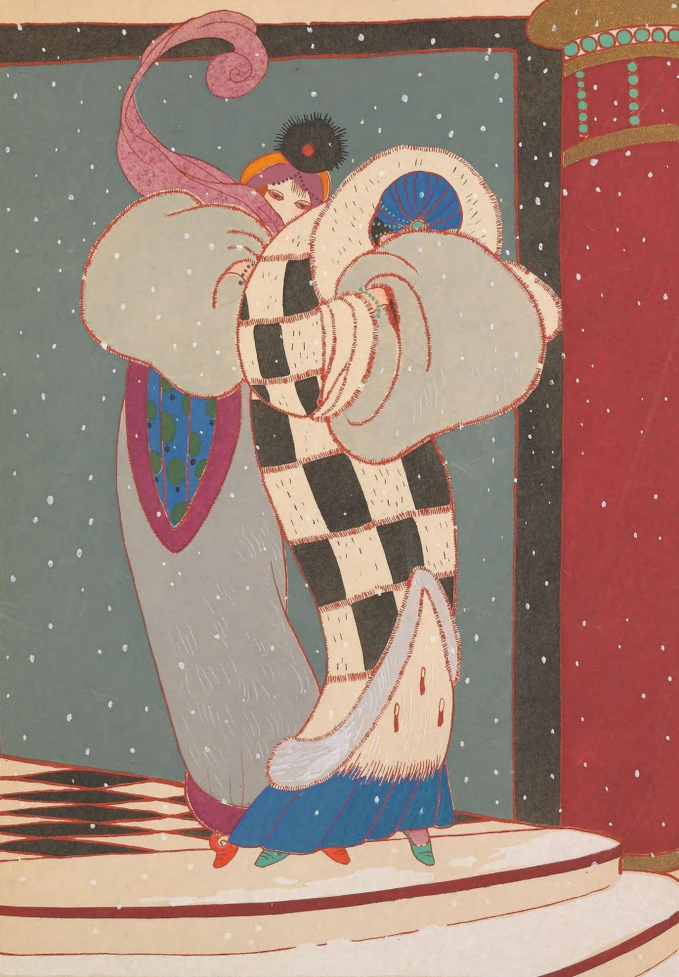 Modes et manieres daujourdhui 1913 La Neige Canvas Art - Charles Martin (18 x 24)
