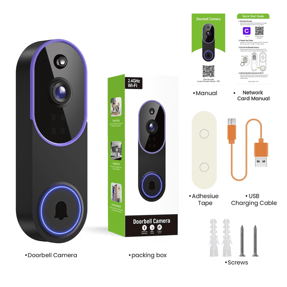 Modespin 1pc Smart 1080p Video Doorbell Camera , Motion Detection, 2-Way Audio, Night Vision(Receiver Not Included)