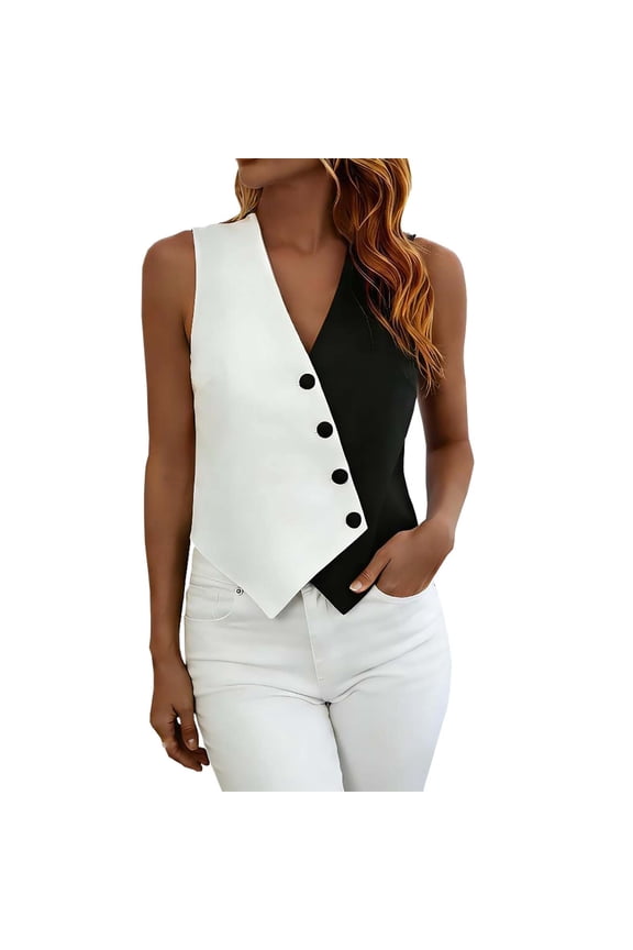 Modest Button Shirts for Women Winter Fall Sleeveless Color Block Camisole Tank Cardigan Basic Top T Shirt Blouse Ladies 2026 Clothes Trendy