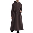 thumbnail image 1 of Modest Dress Womens Long Hoodie Dress High Waisted Tunic Thicken Fleece Lined Pullover Sweatshirt Long Dress Plus Size Formal Dresses for Women S-285 Red-A L, 1 of 4