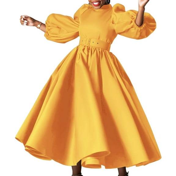 Modest Formal Dresses for Women Long Sleeve A Line Swing Flowy Long Maxi Dress