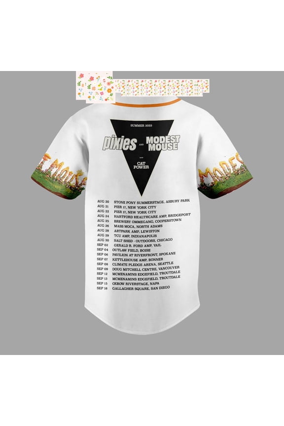 Modest Mouse And Pixies With Cat Power Summer 2023 White Design Baseball Jersey