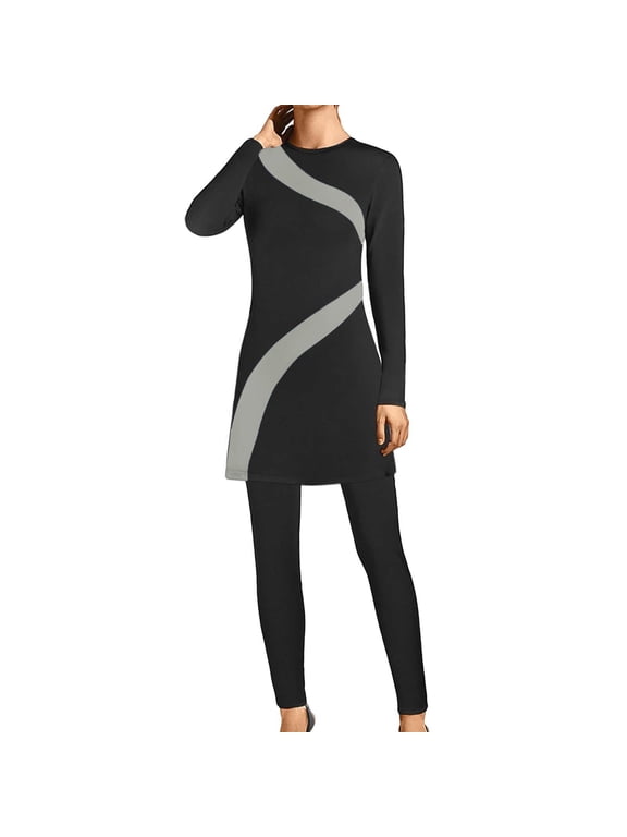 Modest Swimwear for Women Plus Size 3-Piece Set Long Sleeve Full Coverage with Swim Cap for Swimming and Beach Holiday